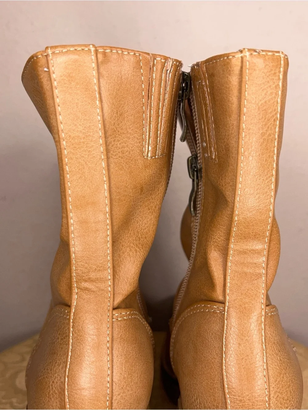 Size 5.5 Beast Fashion Tan Brown Boots Block Heel Pull On Boho Bohemian Vegan
